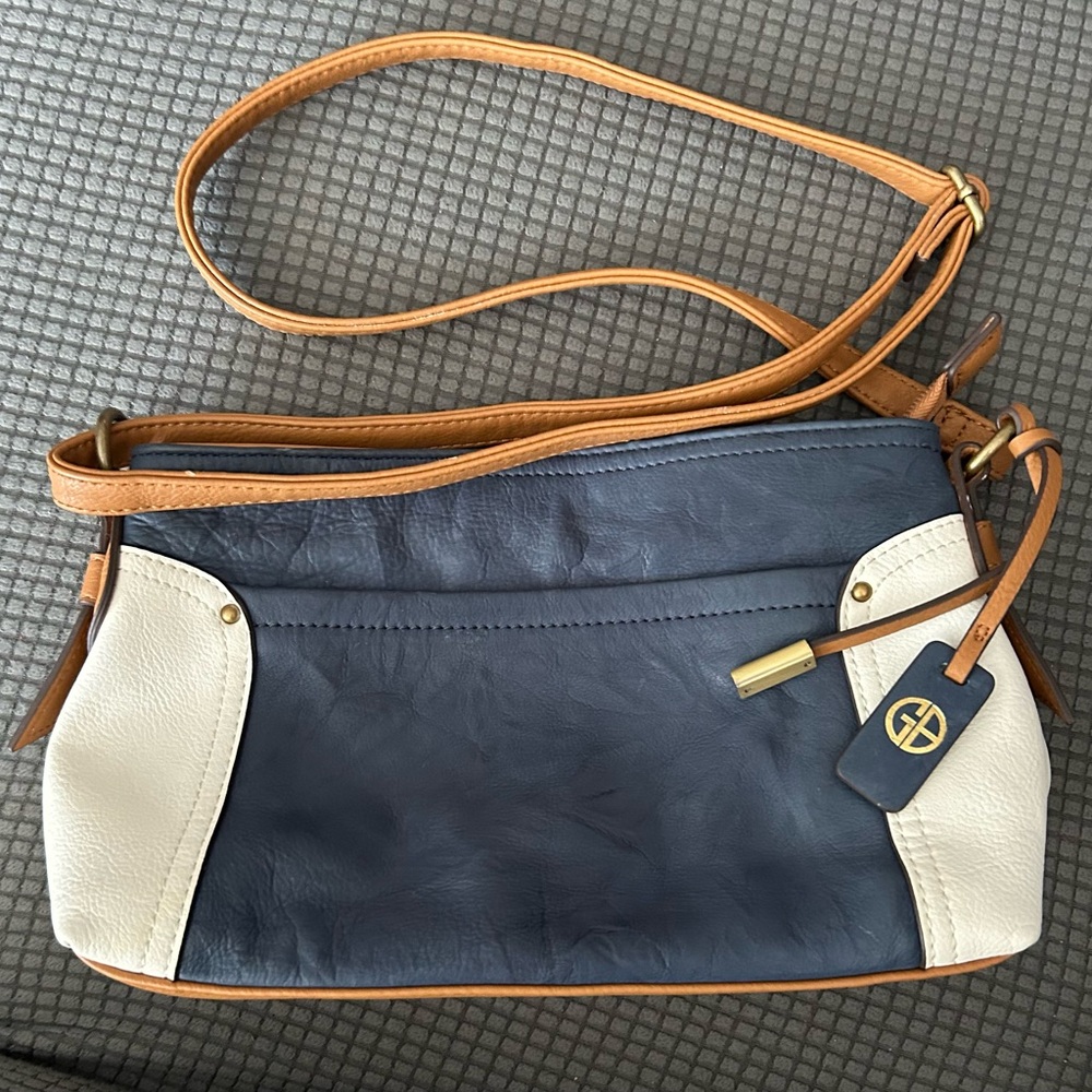 Giani Bernini Blue and ivory Crossbody Bag with Adjustable Strap